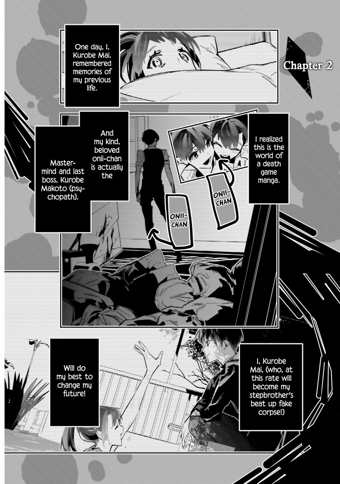 I Reincarnated as the Little Sister of a Death Game Manga's Murder Mastermind and Failed – Chapter 2 page 0